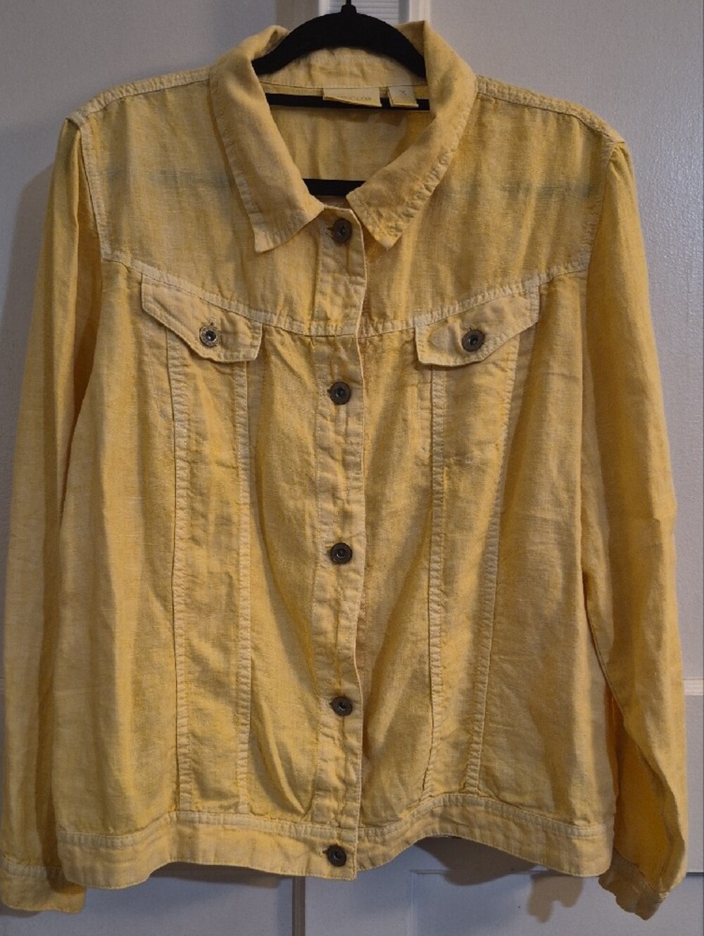 Chico's Yellow Lightweight Button-Front Linen Jacket